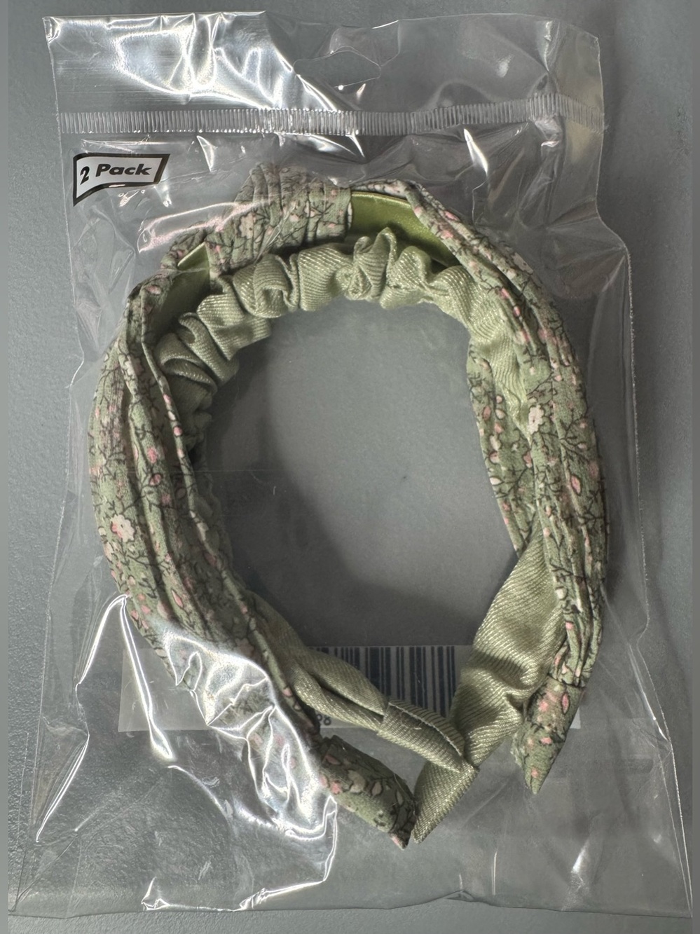 Green Floral top Knotted Headband - Pack of 2 sage green pastel pink summer